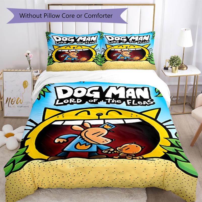 3pcs Dog Man Bedding Set Duvet Cover Closure Includes 1 Duvet Cover & 2 Pillowcases, Soft and Comfortable for All Seasons.