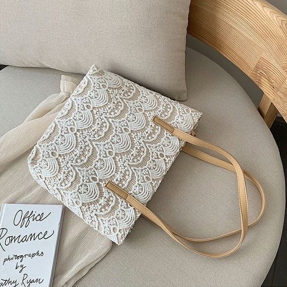 Torebka na ramię z koronki Nowa artystyczna torba płócienna Torebka