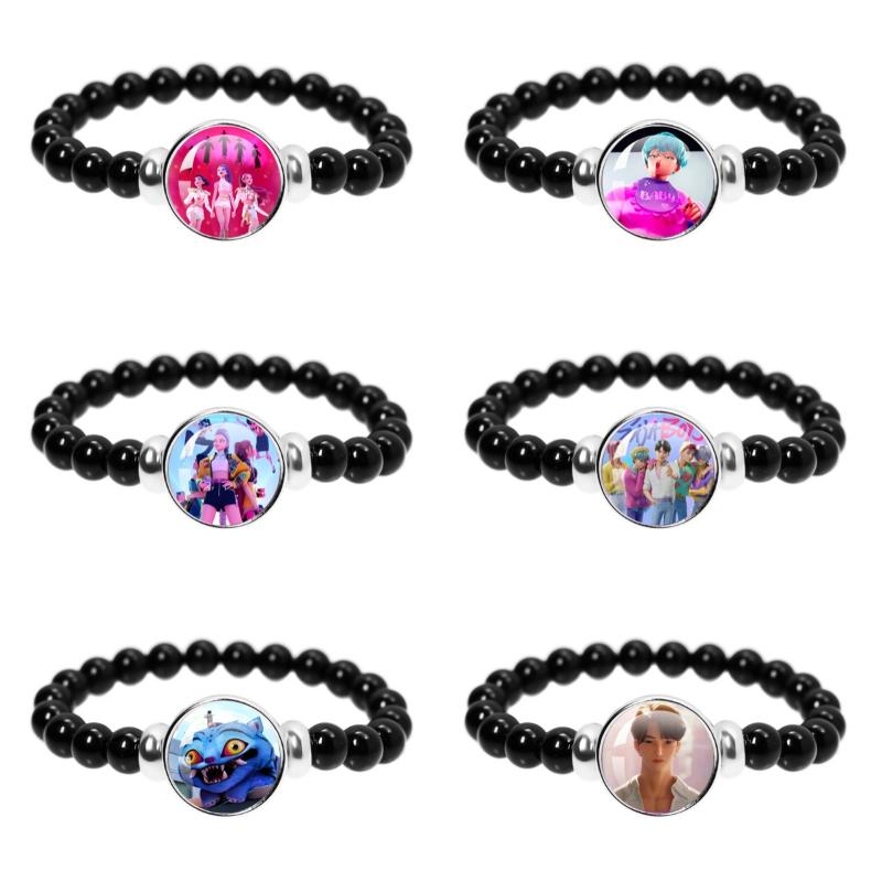 Kpop Demon Hunters Handmade Glass Beaded Bracelet Huntr-X Rumi Zoey Mira Bangles Unisex Jewelry Accessories Fans Gift