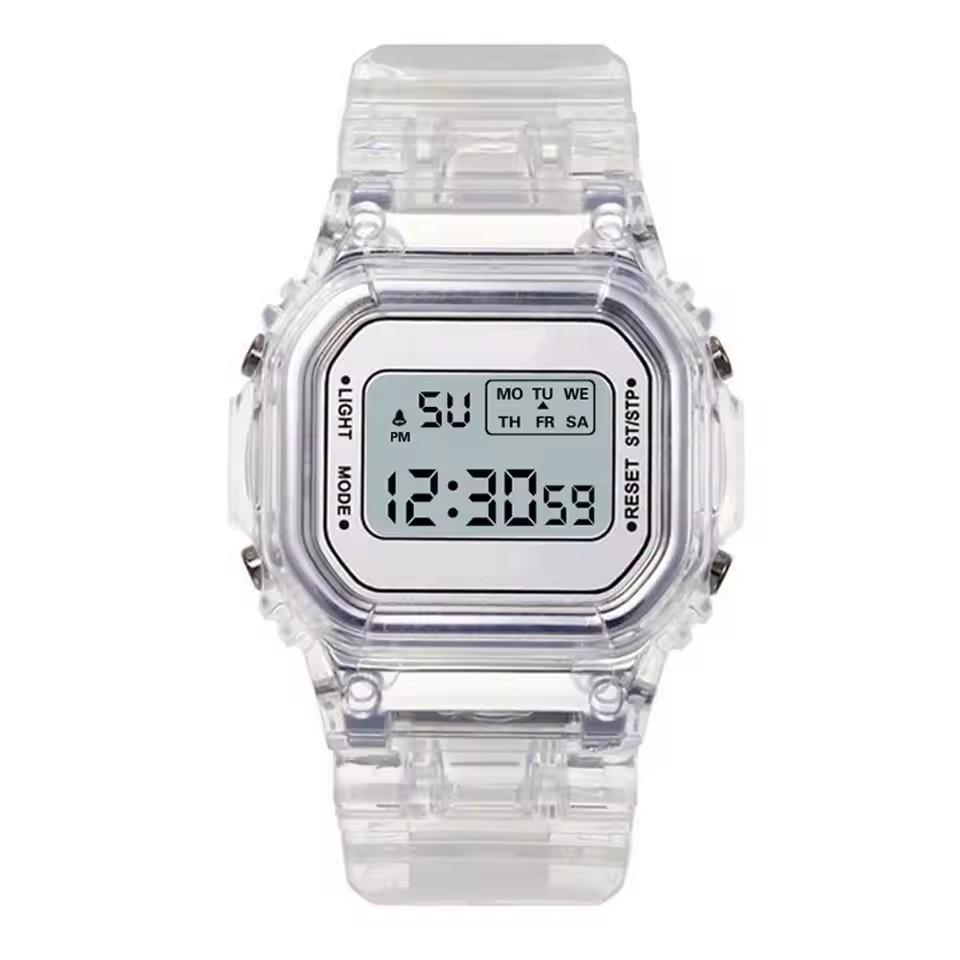 Sports Transparent Small Square Electronic Watch Student Waterproof Led Watch