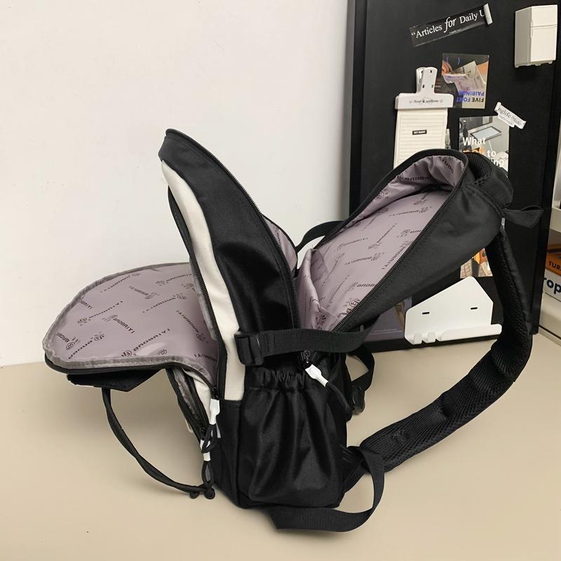 Large Capacity Student Schoolbag Men Color Block Backpack Computer Travel Backpack