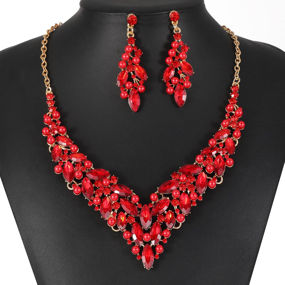 2026 Sieraden Ketting Oorbellen Set Bruids Bruiloft Accessoires Banket Jurk met Dames Sieraden Legering Sieraden