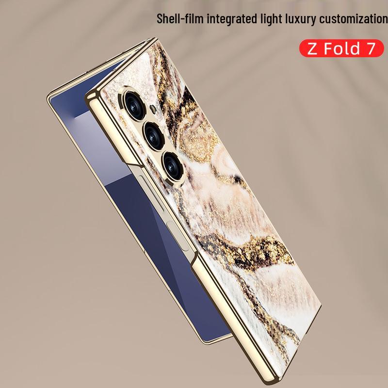 Samsung Z Fold7 Marble Folding Case: Stylish & Trendy Glass Cover for Women
