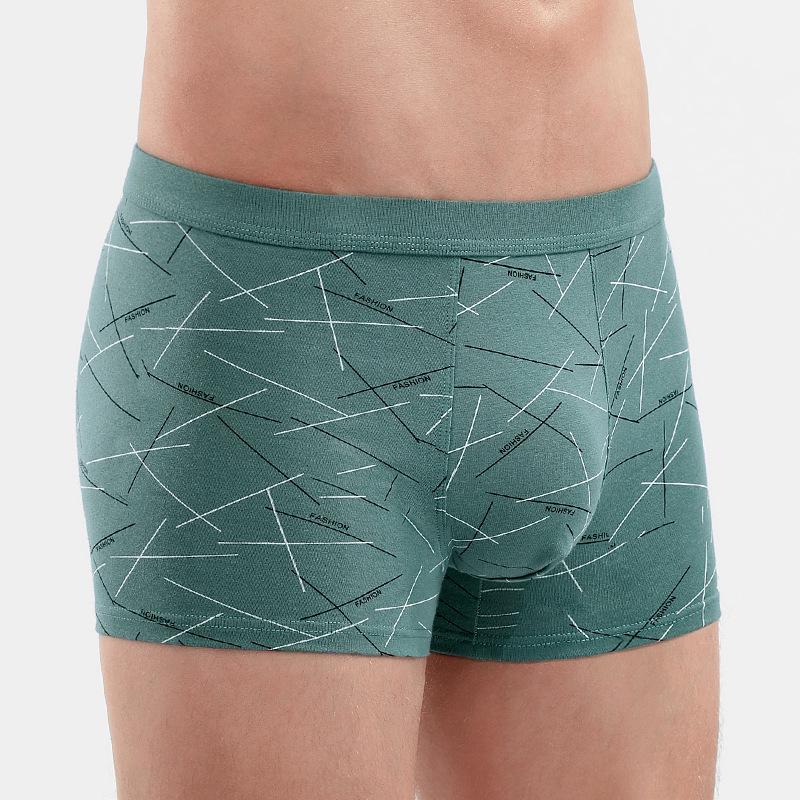 Men's 3D Printed Pure Cotton Boxer Briefs with U-Pouch, Mid-Waist.