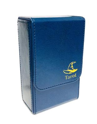 Kurop Leather Tarot Card Case Deck Box Storage Box Magnetic Closure Standard Size Hat (Witch Blue)