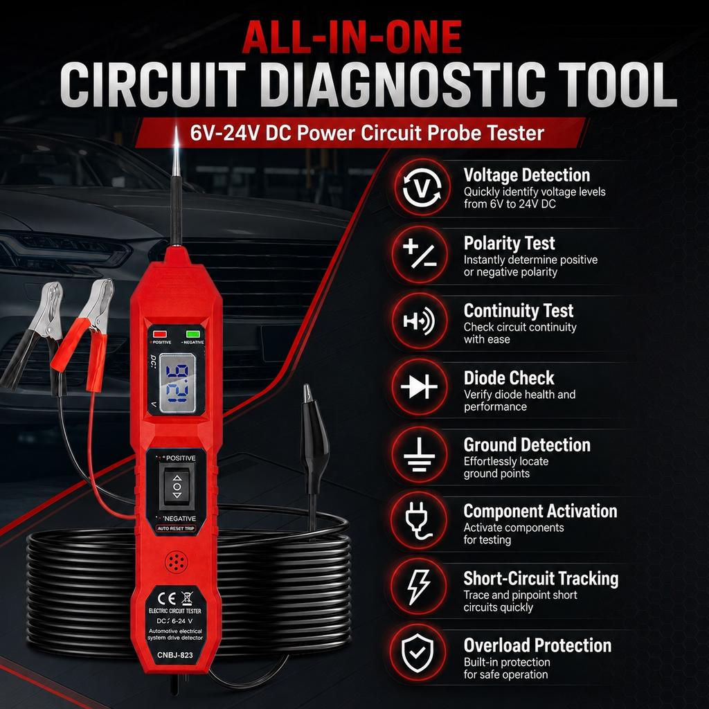 A Circuit Tester Car Circuit Tester with Voltage Display LED Light and a Car Power Circuit Probe Kit. Code Readers 4