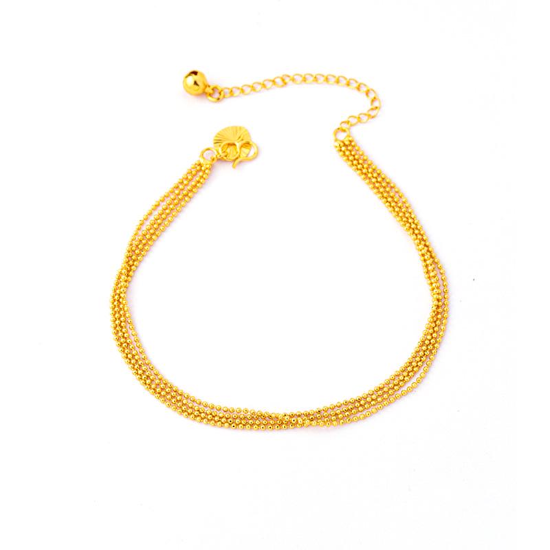 Elegant Multi-Layered Vietnamese Sand Gold Bead Anklet for Women