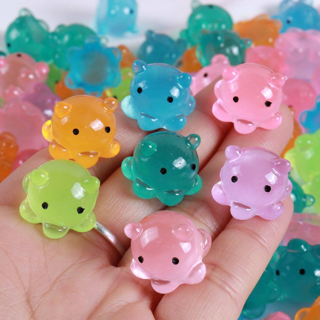 Resin Mini Luminous Animal Figurines - DIY Cartoon Toys for Micro Landscapes, Ideal Children's Gift