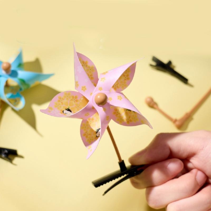 DIY Crafting Windmill Hair Clip Easy To Assemble Creative Hairpin Plastic Alloy Hairpieces Fashion Hair Accessories