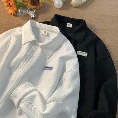 Amerikanischer Vintage-Stil Polokragen Sweatshirt für Herren