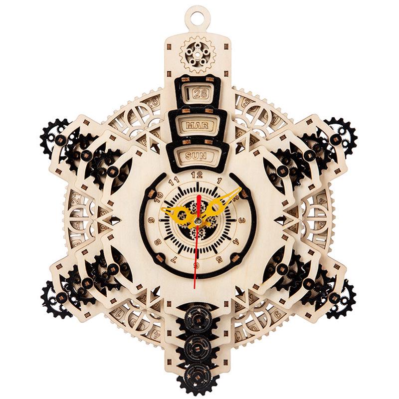 Children's 3D Wooden Perpetual Calendar Puzzle - DIY Mechanical Gear Assembly Model