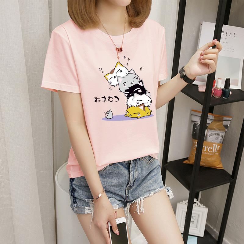 Women's short-sleeved t-shirt women's summer new Korean version cartoon student crew-neck bottoming shirt