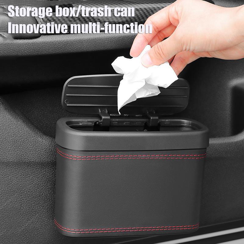 2024 New Portable Hanging Mini Car Trash Can,Wastebasket Trash Can With Lid, For Car Office Home,Auto Storage Bin Accessories