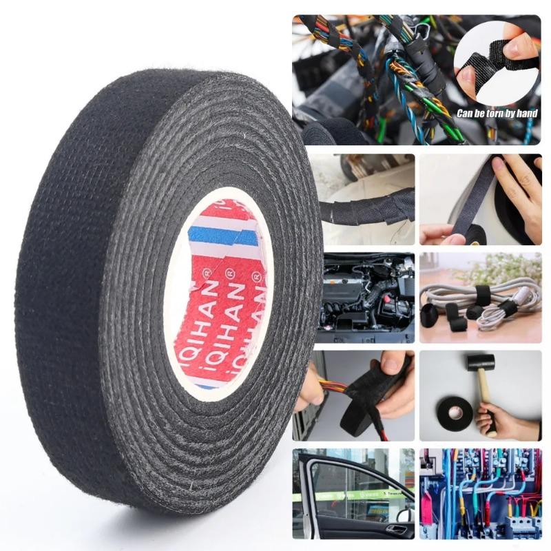 15M Flame Retardant Flannel Fabric Tape Car Wiring Harness Binding Heat-resistant Anti Shock Anti Aging Hand Tear Adhesive Tape