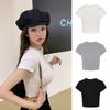 Sweet and Spicy Style Open Navel Short-sleeved T-shirt Women's Summer New American Front Shoulder Short Spice Girl White Bottom Top