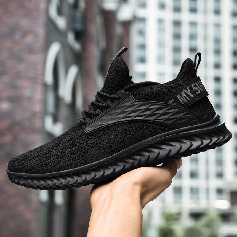 Men's Shoes plus Size Summer Flying Woven Hollow Breathable Sports Casual Shoes Men's Lightweight Trendy Running Men's Shoes