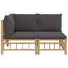 VidaXL Garden Lounge Set 2 Pcs with Dark Grey Cushions Bamboo 362306