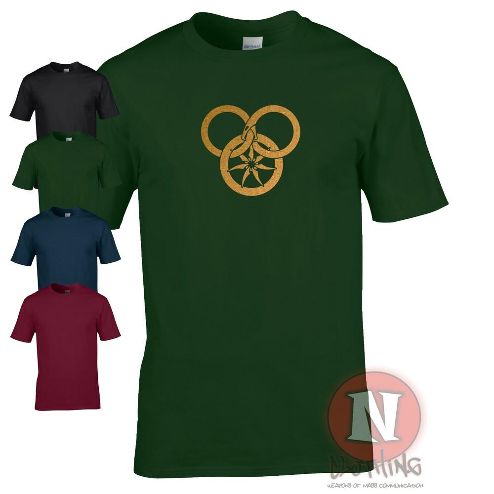 The Wheel of Time Logo T-shirt Fantasy Epic Drama Tee Gold Print