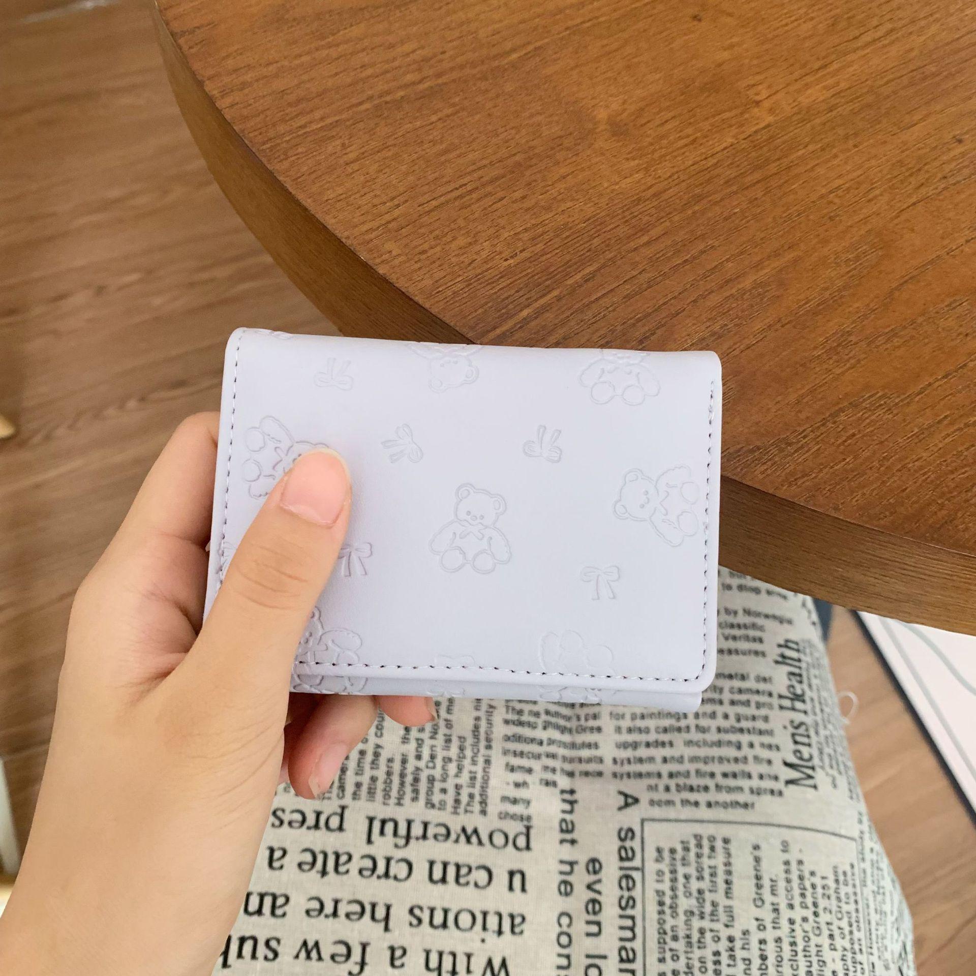 

Новый модный короткий женский маленький кошелек однотонный простой многокарточный милый студенческий кошелек для мелочи светло-фиолетовый