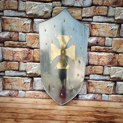 Štít středověkého templářského rytíře Lerp Re-enactment Kříž bojovníka štít Středověké brnění Ocelový štít 60,96 cm Nejlepší jako dárek