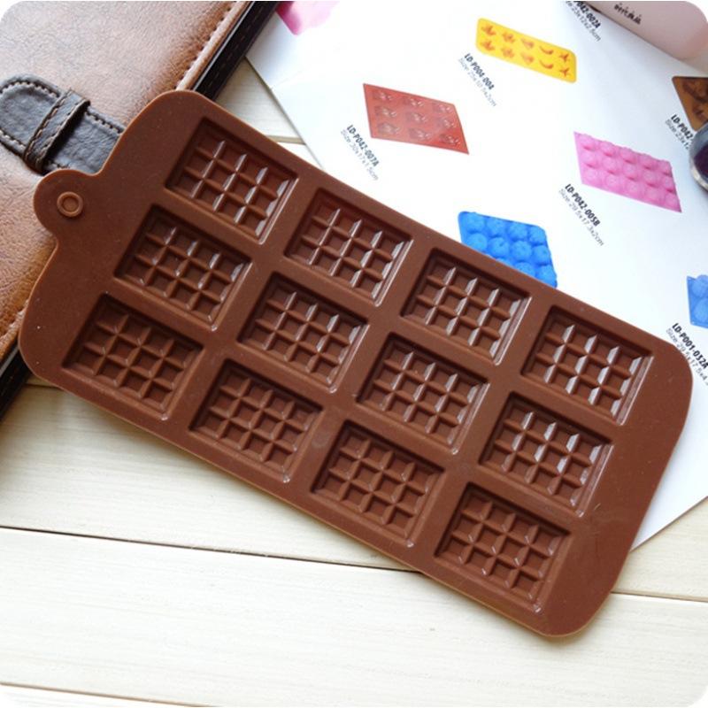 12 Gird Chocolate Silicone Mold Fondant Waffles Baking Mould Candy Cake Biscuit Making Tools Kitchen Supplies Candle Soap Moulds