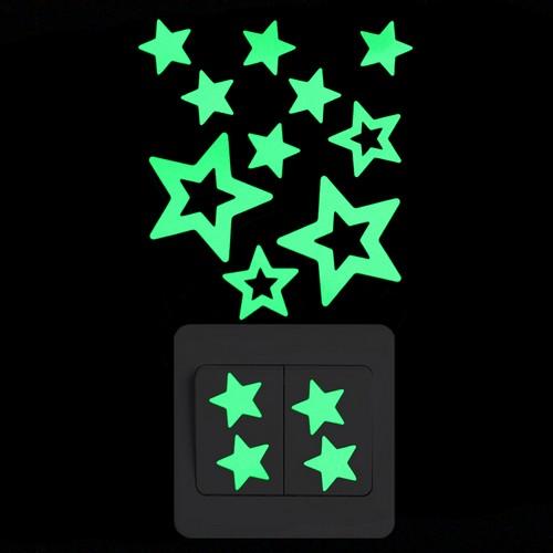 Luminous Cartoon Switch Sticker Glow in the Dark Cat Sticker Fluorescent Fairy Moon Stars Sticker Kid Room Decoration Home Decor