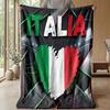 Italy Football Printed Flannel Blanket Skin Friendly Warm Decorative Throw for Indoor Couch Bed Daily Use