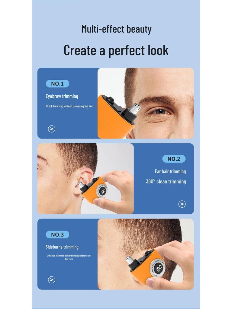 Men's Mini Electric Nose Hair Trimmer – Compact, Safe Nostril Hair Removal Device with Blade Head