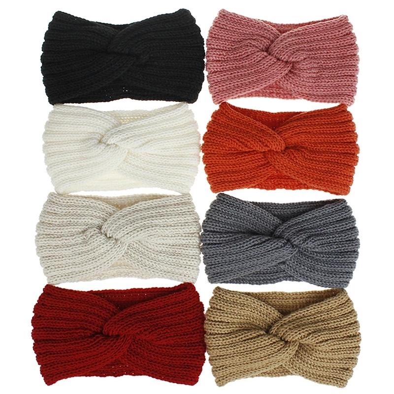 Winter Wool Knitted Headband for Women Crochet Ear Warmer Wide Headbands Turban Head Wrap Fashion Hair Accessories Bandana Bandge
