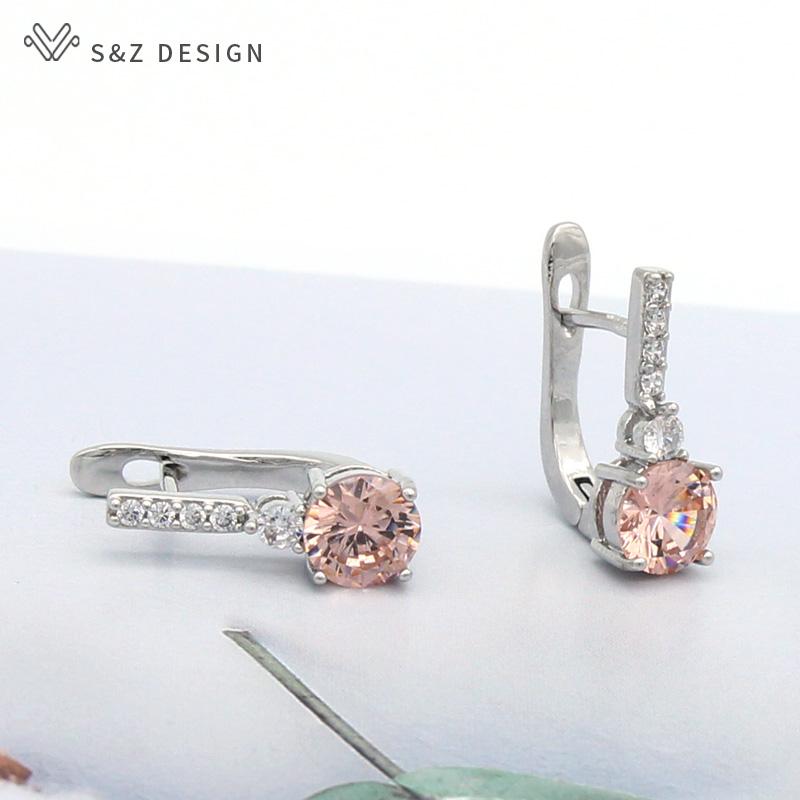 Cercei rotunzi, cu zirconiu cubic, de culoare aur trandafir, la modă, pentru femei, fete, bijuterii pentru petrecerea de nuntă