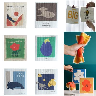Reusable Paper Towels Dish Cloths For Washing Dishes Wood Pulp Cotton Dishcloth Dish Rags For Kitchen