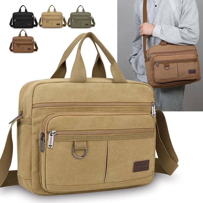 Herren Luxus Canvas Umhängetasche - Hochwertige Crossbody Schulter Tragetasche (Handtasche im Vintage-Stil für Reisen und Freizeit)