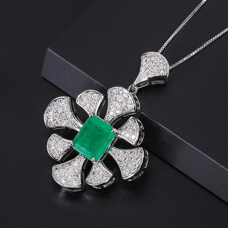 Ciondolo Con Diamanti Geometrico Rosso Catena Tesoro Gioiello Ciondolo
