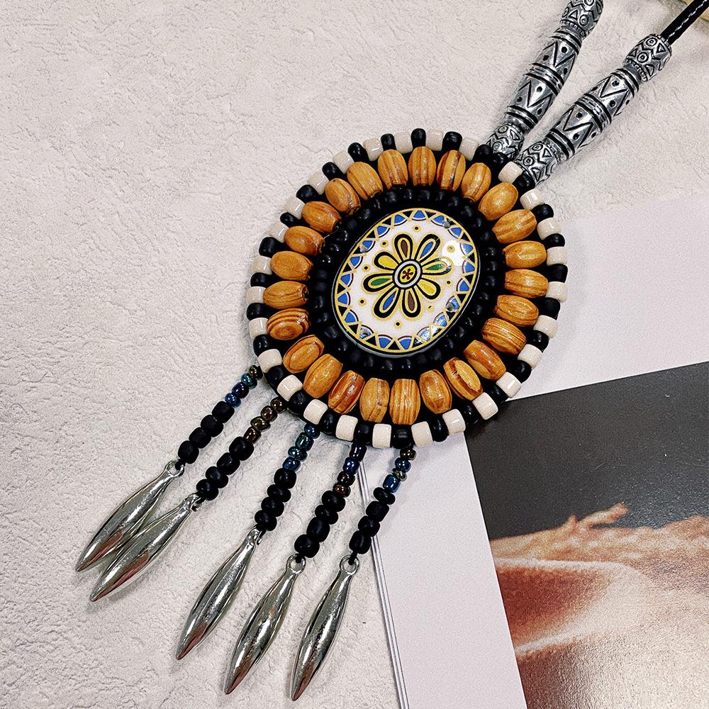 Ethnic Style Vintage Leather Necklace Long Fashion Bohemian Sweater Chain Fashion Clothing Accessories
