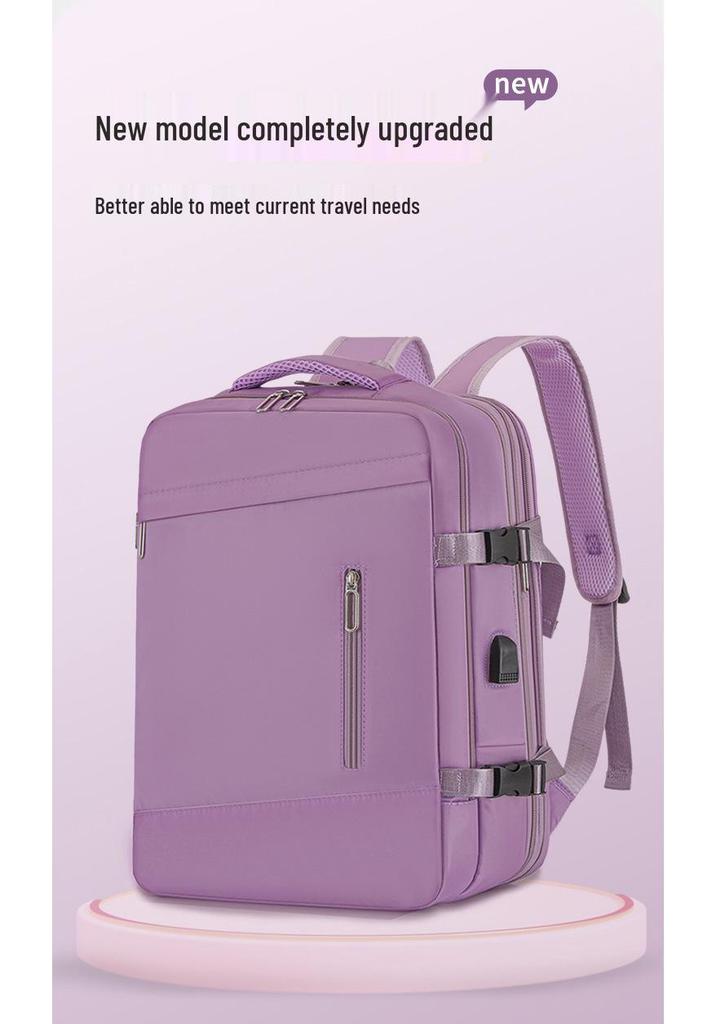 Expandable Oxford Cloth Business Backpack with Laptop and Shoe Compartments, Portable and Lightweight