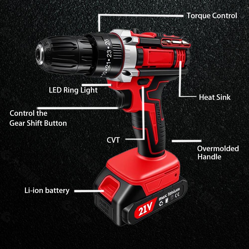 Portable Multi-Functional Electric Drill with Lithium Battery - Handheld Screwdriver for Home DIY Projects