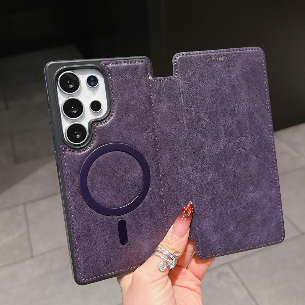 Luxury Flip Wallet Card Slot Leather Case For Samsung Galaxy S25 Ultra S24 S23 Plus S22 S25Edge Magnetic Fold Stand Holder Cover