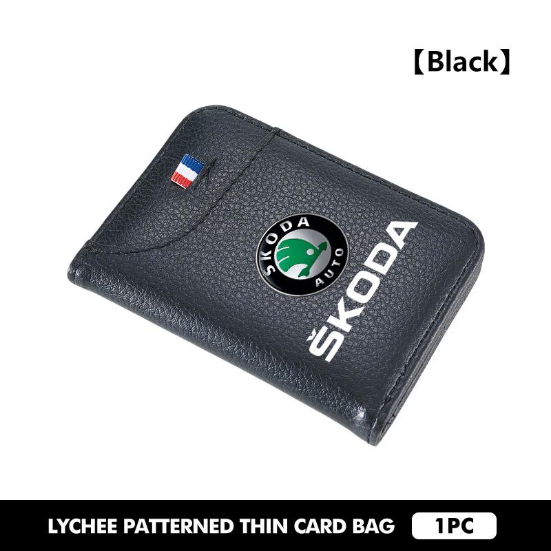HAZJ3 Car Wallet Driver's Licence Insurance Card Holder Multi Pocket Wallet For Skoda S Kodiaq Octavia 2 3 Yeti Karoq Rapid Fabia VII
