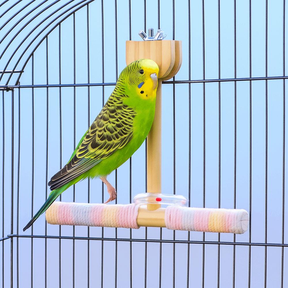 Sturdy Bird Stand Toy Wear-resistant Bird Cage Decoration Wood Parrot Swing  Bird Cage Accessories