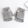 Outdoor Solid Color Windproof Thick Mittens Half Finger Gloves Women's Gloves Flip Cover Gloves