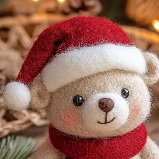 Christmas Felt Ornaments Handmade Wool Felt Rabbit Gingerbread Man Crafts for Tiered Tray Tabletop Decor