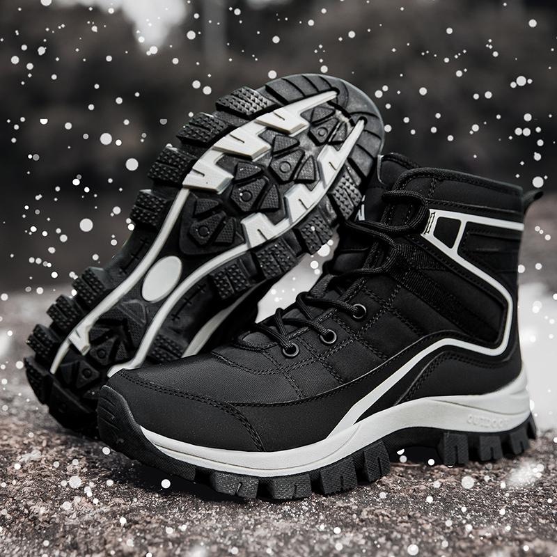 Fashion Men Winter Snow Boots Super Warm Men Hiking Boots High Quality Waterproof Leather High Top Big Size Men's Boots Outdoor Sneakers
