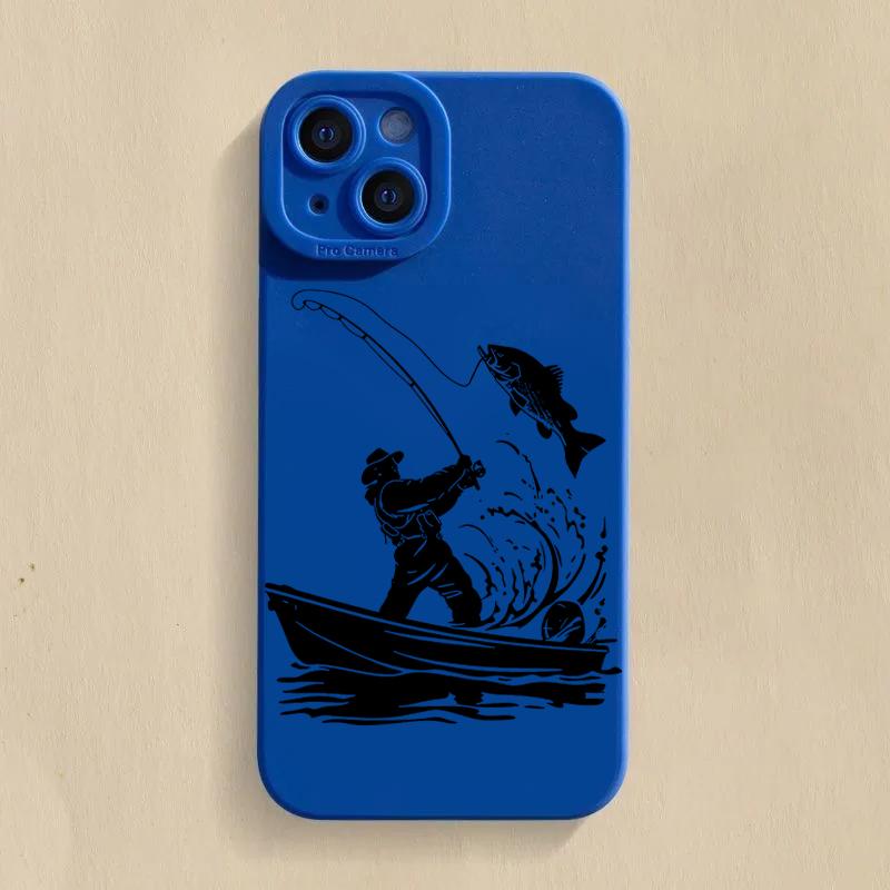 

Line Fishing Man Pattern Silicone Phone Case For iPhone 17 16 Pro Max 15 14 13 Mini 12 11 17Air 16E X XR XS 8 7 Plus Soft Cover iPhone 12 mini