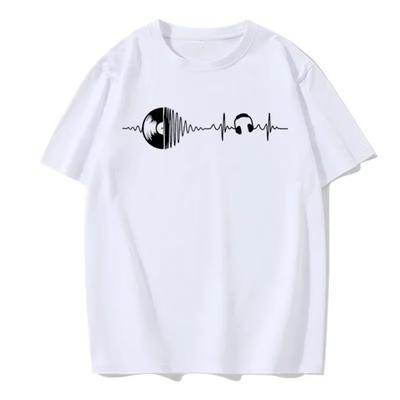 Herren Sommer Kurzarm Rundhals Lässig Mode Einfarbig T-Shirt Mode Herren Sport Digital Musik Bedrucktes Sporttop