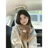 Wool Korean Style Purple Scarf for Girls in Autumn and Winter with White Wool To Keep Warm and Thickened Student Scarf