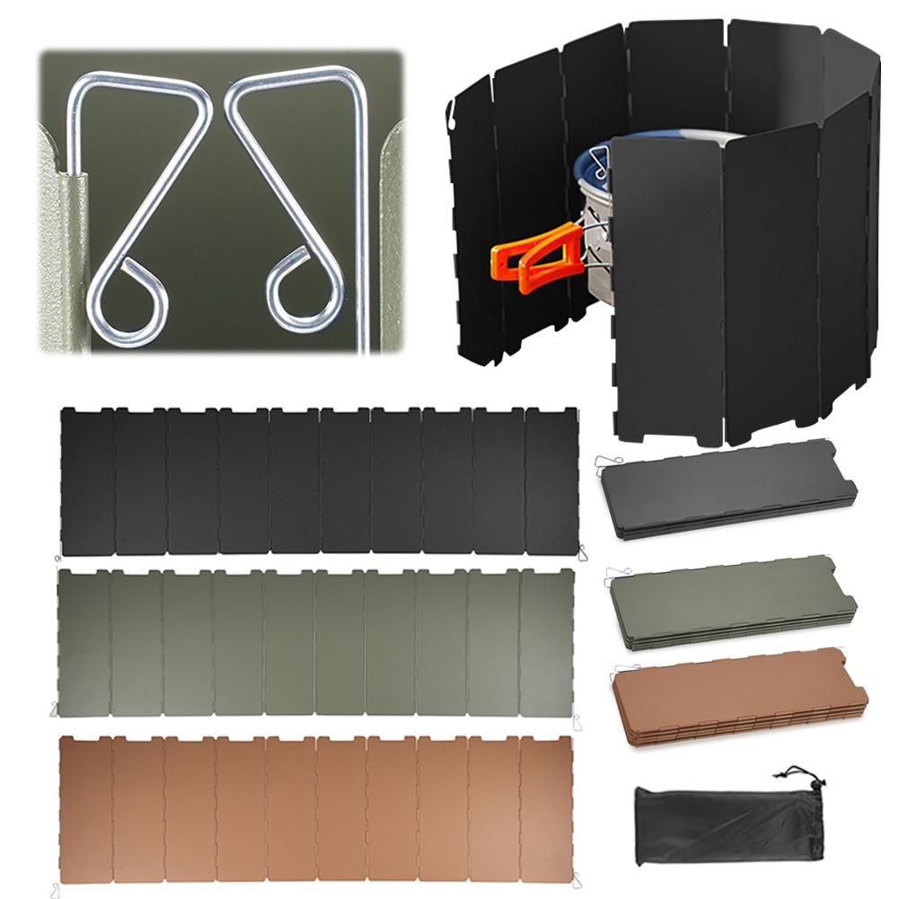 10 Plates Camping Stove Windscreen with Drawstring Bag Outdoor Stove Wind Shield Folding Outdoor Stoves Windscreens Picnic Tool
