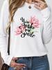(Asian Size) letter trend cute 90s Casual Fashion Print T Shirt Tee Women Clothing autumn winter spring Top o-neck Graphic Long Sleeve T-shirts