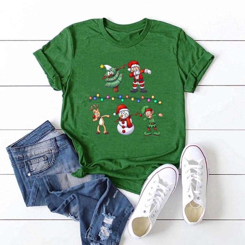 

Весенне-летняя футболка с коротким рукавом и принтом снеговика M зелёный