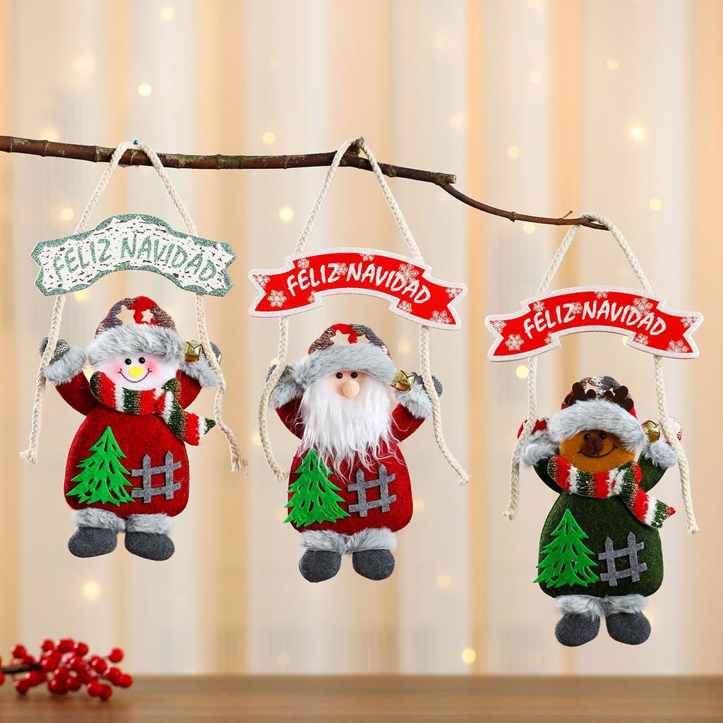 Christmas KT Board Fabric Hands Up Doll Pendant Christmas Tree Hanging Scene Layout Letter Card Pendant