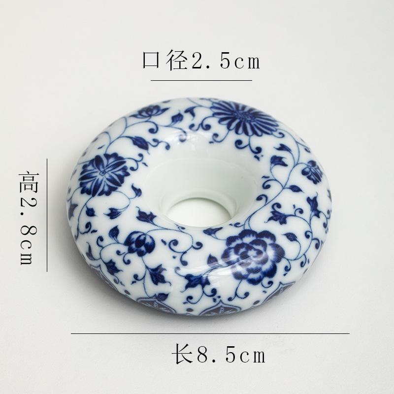 Blau-Weißes Porzellan Tablett Runde Donut Deckel Unterlage Teetassen Tablett Palette Chinesischer Retro Stil Heimdeko Zubehör